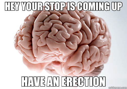 HEY YOUR STOP IS COMING UP HAVE AN ERECTION  Scumbag Brain