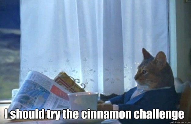 I should try the cinnamon challenge  Sophisticated Cat