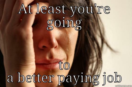 AT LEAST YOU'RE GOING TO A BETTER PAYING JOB First World Problems