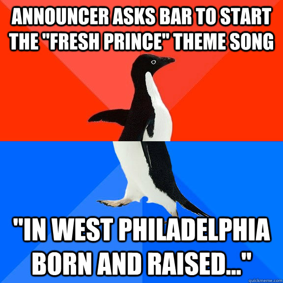 Announcer asks bar to start the 