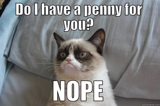 DO I HAVE A PENNY FOR YOU? NOPE Grumpy Cat