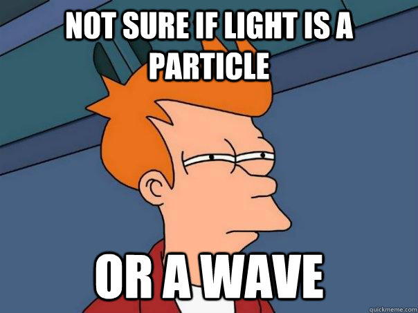 not sure if light is a particle or a wave  Futurama Fry