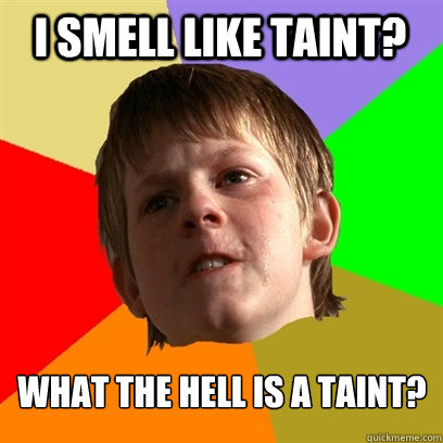 i smell like taint? what the hell is a taint?  Angry School Boy