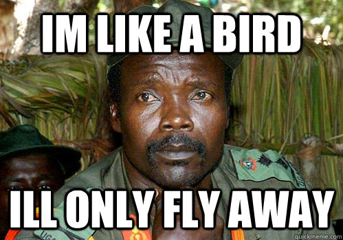 im like a bird ill only fly away  - im like a bird ill only fly away   Kony Meme