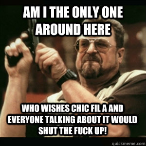 Am i the only one around here who wishes chic fil a and everyone talking about it would shut the fuck up! - Am i the only one around here who wishes chic fil a and everyone talking about it would shut the fuck up!  Misc