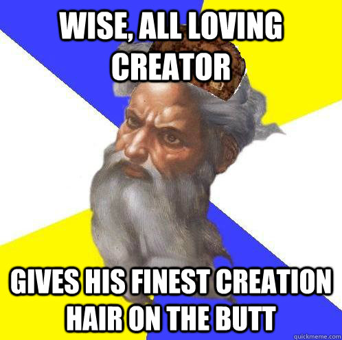 Wise, all loving creator Gives His finest creation hair on the butt - Wise, all loving creator Gives His finest creation hair on the butt  Scumbag God