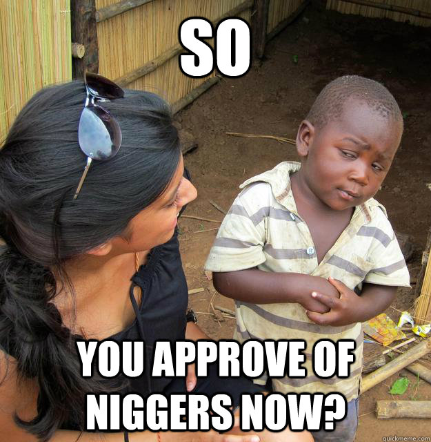 So you approve of niggers now?  Skeptical Third World Baby