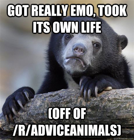 got really emo, took its own life (off of /r/AdviceAnimals) - got really emo, took its own life (off of /r/AdviceAnimals)  Confession Bear