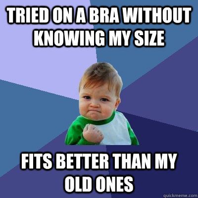 Tried on a bra without knowing my size Fits better than my old ones  Success Kid