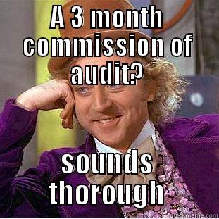 A 3 MONTH COMMISSION OF AUDIT? SOUNDS THOROUGH Condescending Wonka