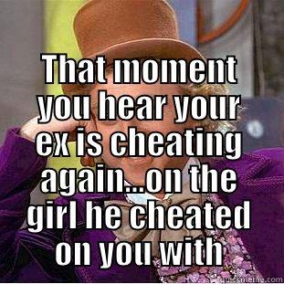 That moment you hear your ex is cheating again...on the girl he cheated on you with -  THAT MOMENT YOU HEAR YOUR EX IS CHEATING AGAIN...ON THE GIRL HE CHEATED ON YOU WITH Creepy Wonka