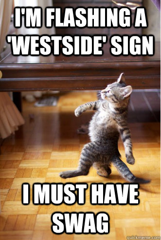 I'm flashing a 'westside' sign I must have swag - I'm flashing a 'westside' sign I must have swag  Strutting Cat