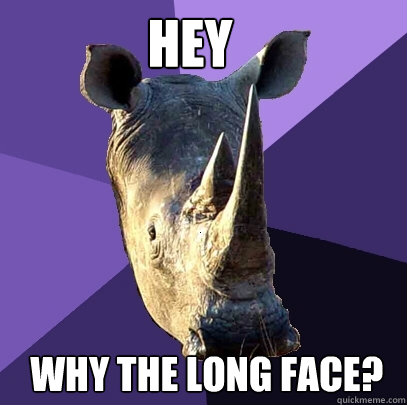 HEY        WHy the long face?  Sexually Oblivious Rhino
