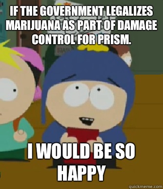If the government legalizes marijuana as part of damage control for prism. I would be so happy  Craig - I would be so happy