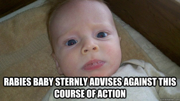 Rabies Baby sternly advises against this course of action  Rabies Baby