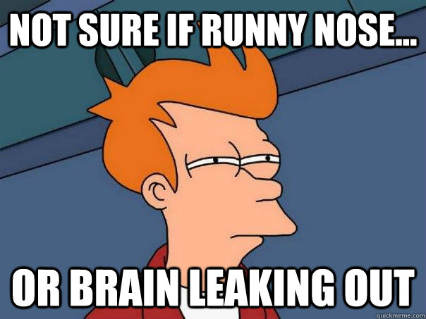 Not sure if runny nose... Or brain leaking out  Futurama Fry