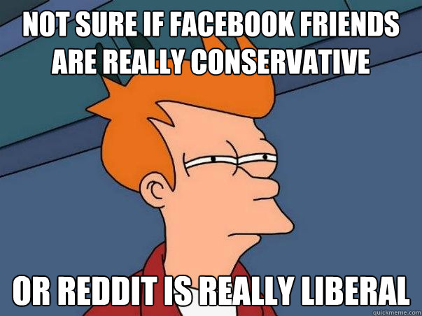 not sure if facebook friends are really conservative or Reddit is really liberal - not sure if facebook friends are really conservative or Reddit is really liberal  Impulsive Answer Fry