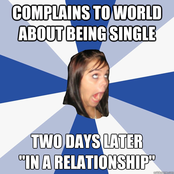 Complains to world about being single Two days later
