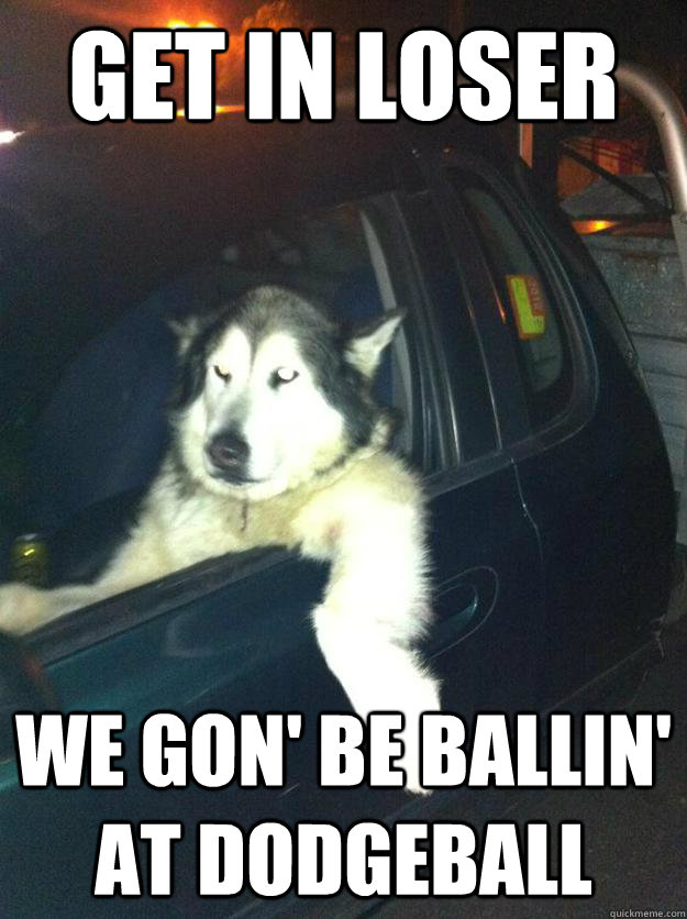 Get in loser We gon' be ballin' at Dodgeball  Mean Dog