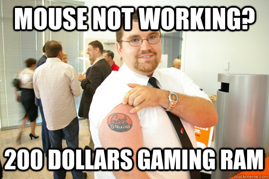 MOUSE NOT WORKING? 200 dollars gaming ram  GeekSquad Gus