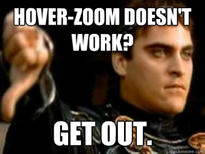 Hover-zoom doesn't work? Get out.  Downvoting Roman