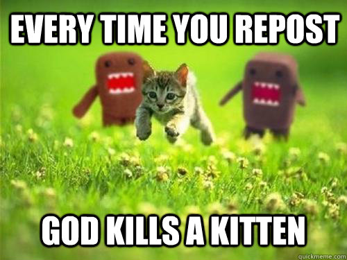 Every time you repost God kills a kitten - Every time you repost God kills a kitten  God Kills a Kitten