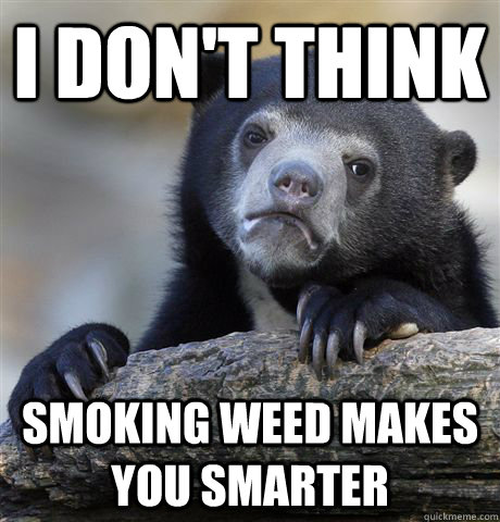 I don't think smoking weed makes you smarter  Confession Bear