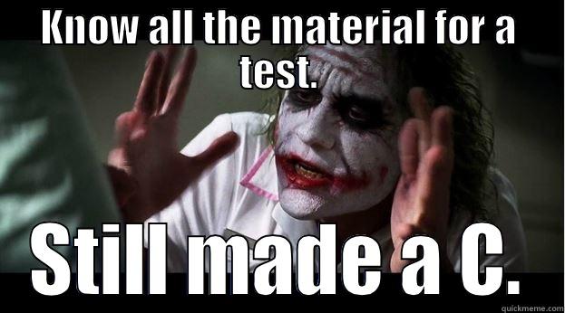 KNOW ALL THE MATERIAL FOR A TEST. STILL MADE A C. Joker Mind Loss