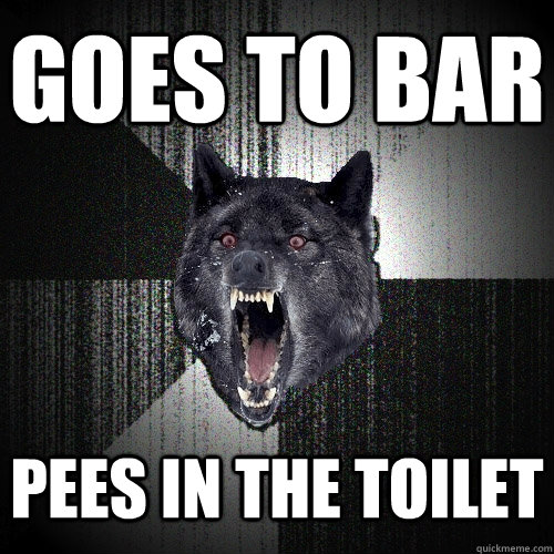 GOES TO BAR PEES IN THE TOILET  Insanity Wolf