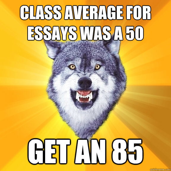 Class Average for essays was a 50 Get an 85  Courage Wolf