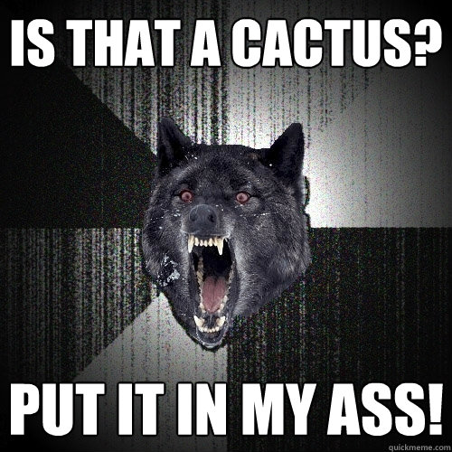 Is that a cactus? put it in my ass!  Insanity Wolf