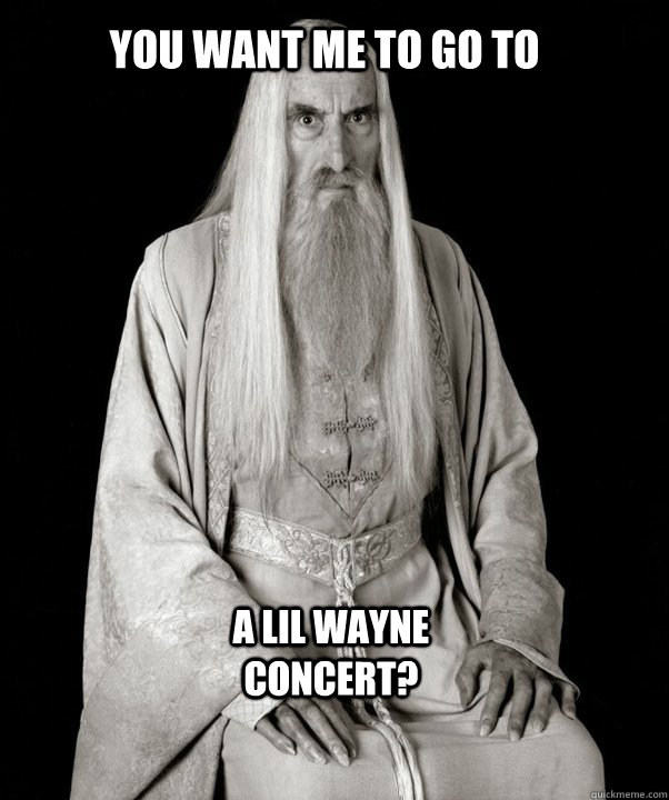 you want me to go to a lil wayne concert? - you want me to go to a lil wayne concert?  SnideSaruman