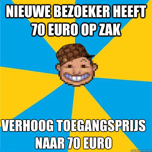 Nieuwe bezoeker heeft 70 euro op zak Verhoog toegangsprijs naar 70 euro
  Scumbag Rollercoaster Tycoon Guest