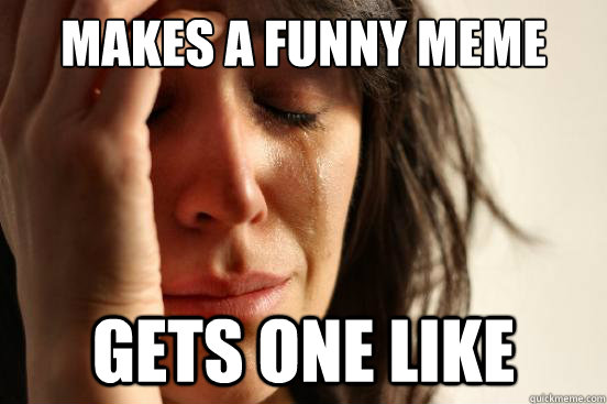 Makes a funny meme Gets one like  First World Problems
