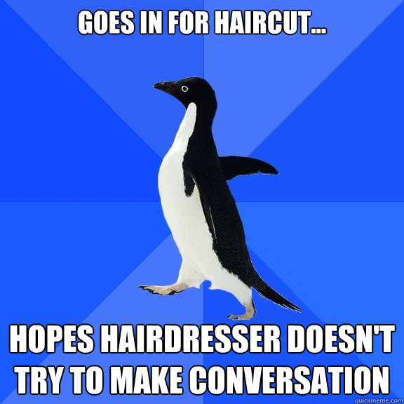 Goes in for haircut... Hopes hairdresser doesn't try to make conversation  Socially Awkward Penguin