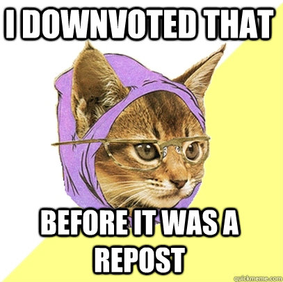 I downvoted that before it was a repost - I downvoted that before it was a repost  Hipster Kitty