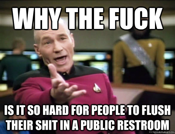 Why the fuck Is it so hard for people to flush their shit in a public restroom  Annoyed Picard HD