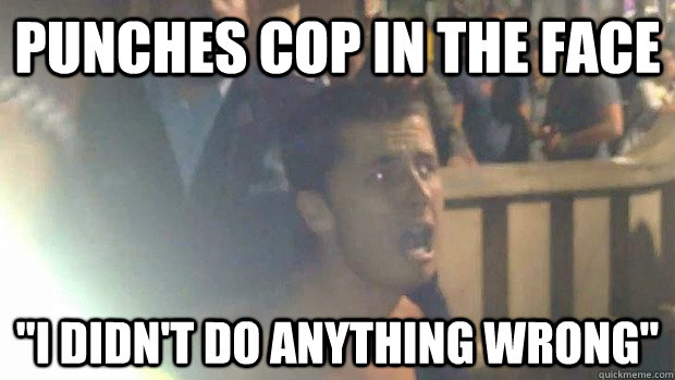 Punches cop in the face 