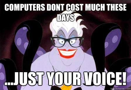 computers dont cost much these days ...just your voice!  Hipstersula
