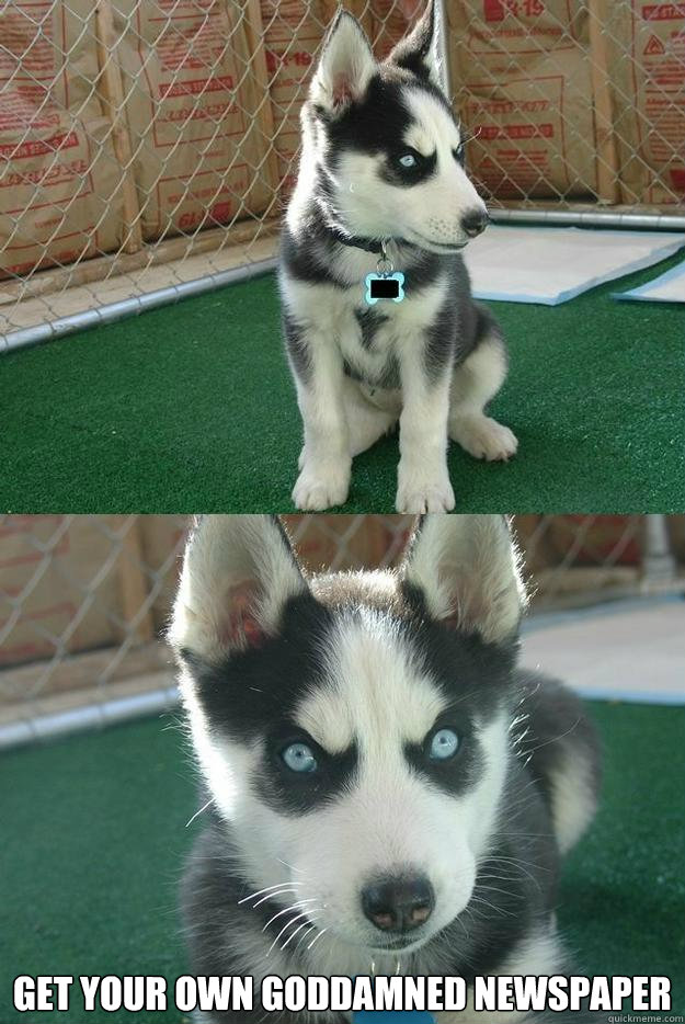  Get your own goddamned newspaper Caption 3 goes here  Insanity puppy