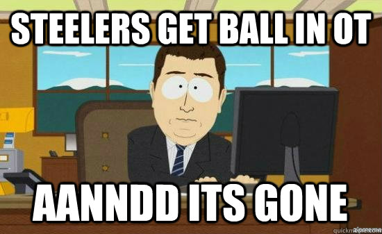 Steelers get ball in ot Aanndd its gone  steelers suck