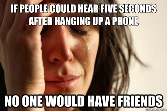 If people could hear five seconds after hanging up a phone  No one would have friends   First World Problems