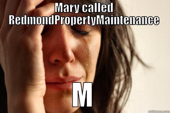 MARY CALLED REDMONDPROPERTYMAINTENANCE MARY IS HAPPY, MARY IS SMART .BE LIKE MARY First World Problems