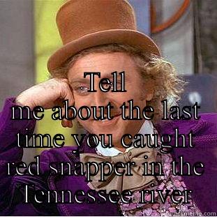  TELL ME ABOUT THE LAST TIME YOU CAUGHT RED SNAPPER IN THE TENNESSEE RIVER Condescending Wonka