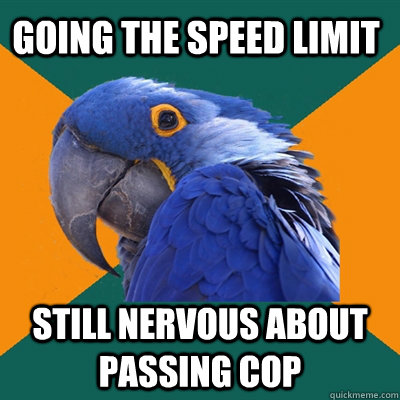 Going the Speed Limit Still nervous about passing cop  Paranoid Parrot