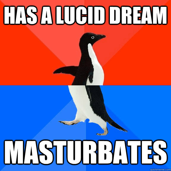 Has a lucid dream Masturbates  Socially Awesome Awkward Penguin