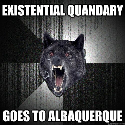 Existential quandary Goes to albaquerque  Insanity Wolf