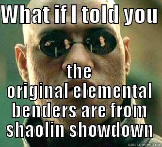 WHAT IF I TOLD YOU  THE ORIGINAL ELEMENTAL BENDERS ARE FROM SHAOLIN SHOWDOWN Matrix Morpheus