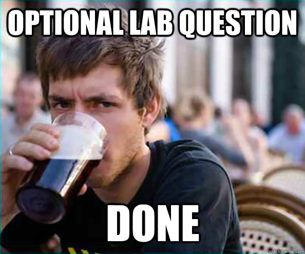 Optional lab question DONE  Lazy College Senior