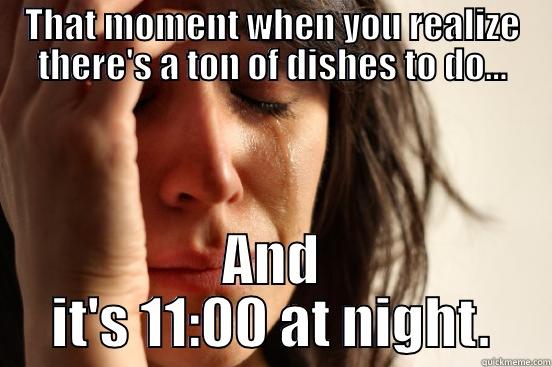 THAT MOMENT WHEN YOU REALIZE THERE'S A TON OF DISHES TO DO... AND IT'S 11:00 AT NIGHT. First World Problems